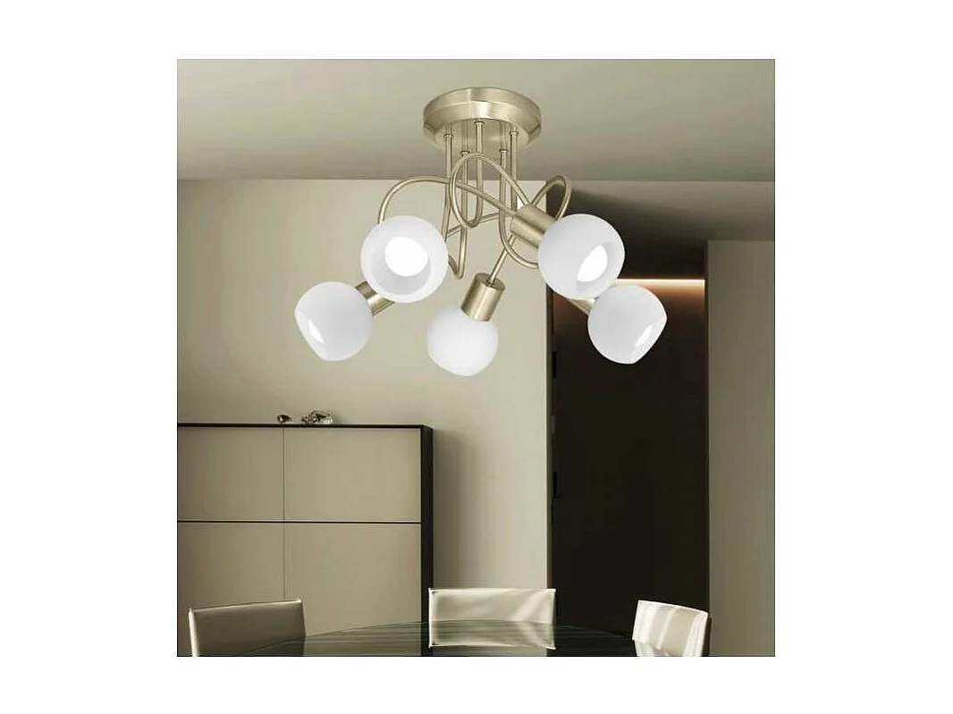 Lámpara a techo 5 luces Vera cuero, 37cm(alto) 37cm(ancho) 24cm(largo)