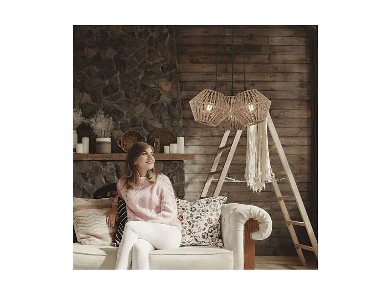 Lámpara 3 luces modelo Burt acabado natural 50cm(alto) 43cm(ancho) 43cm(largo)