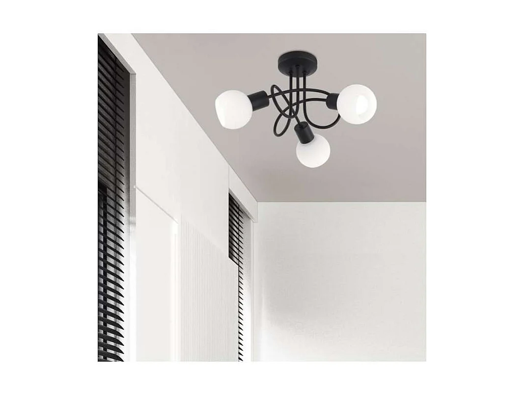 Lámpara a techo 3 luces Vera negro mate, 24cm(alto) 30cm(ancho) 30cm(largo)