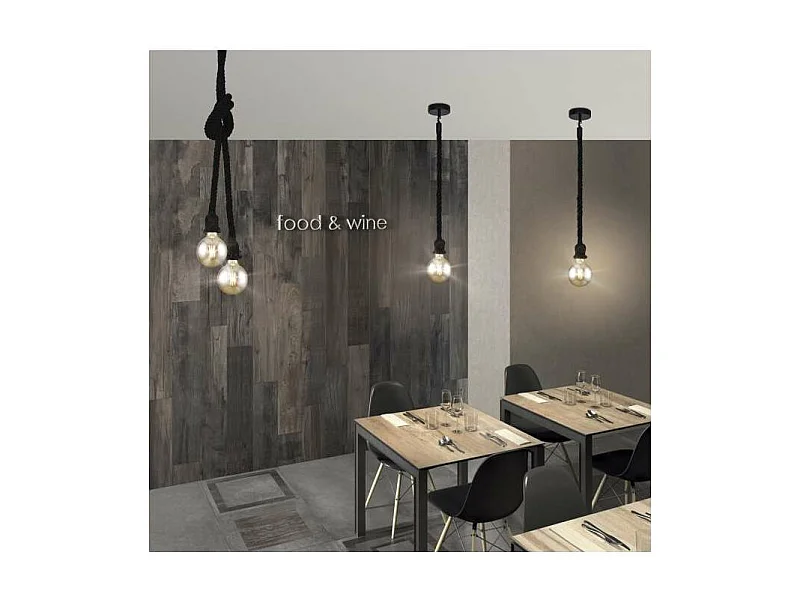 Colgante 2 luces modelo Rope acabado negro, 120cm(alto) 10cm(ancho) 10cm(fondo.