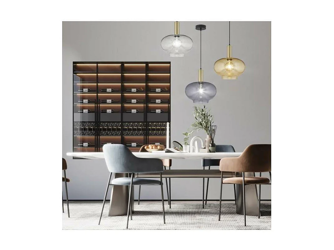 Colgante modelo Pataias acabado cristal negro/fumé, 43cm(alto) 30cm(ancho) 30cm(fondo)