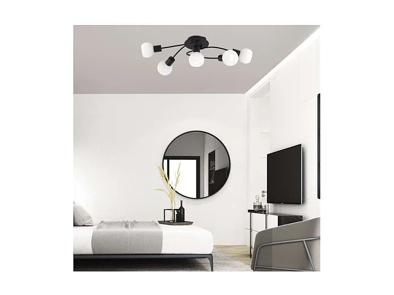 Lámpara a techo 5 luces Vera negro mate, 20cm(alto) 66cm(ancho) 21cm(largo)