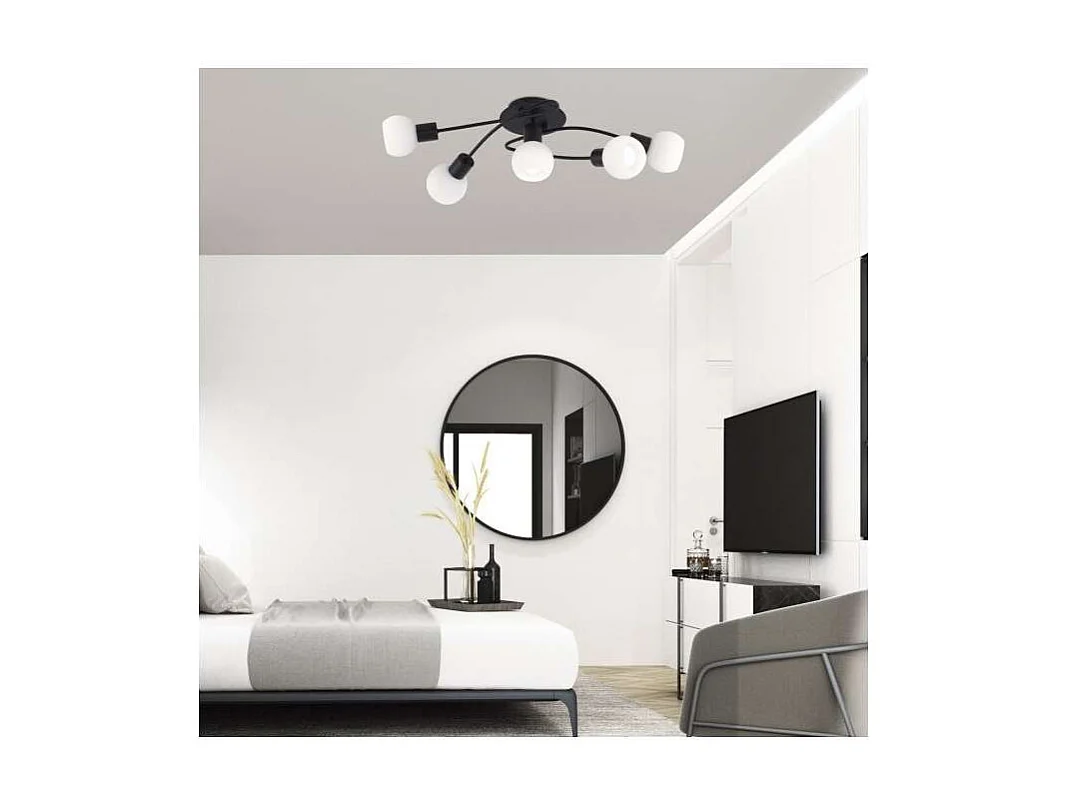 Lámpara a techo 5 luces Vera negro mate, 20cm(alto) 66cm(ancho) 21cm(largo)