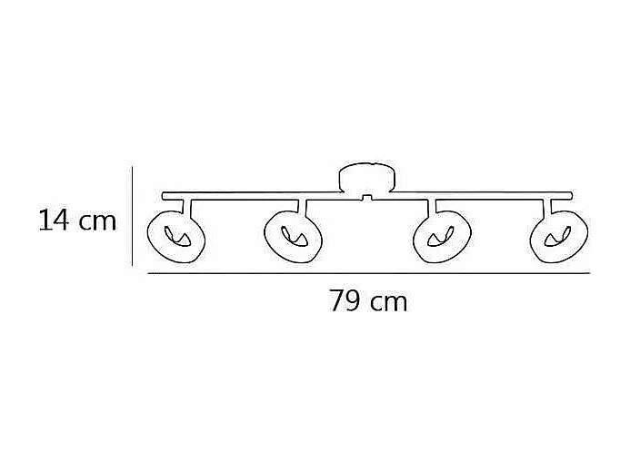 Lámpara de 4 luces alargada modelo Cedro acabado cromado 9 cm(alto)82 cm(ancho)11 cm(larg