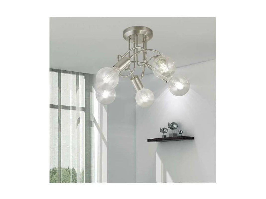 Lámpara 5 luces modelo Tenor acabado niquel satinado 24cm(alto) 31cm(ancho)31cm(largo)