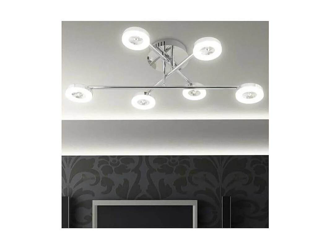 Lámpara de 6 luces modelo Cedro acabado cromado 19 cm(alto)67 cm(ancho)43 cm(largo)