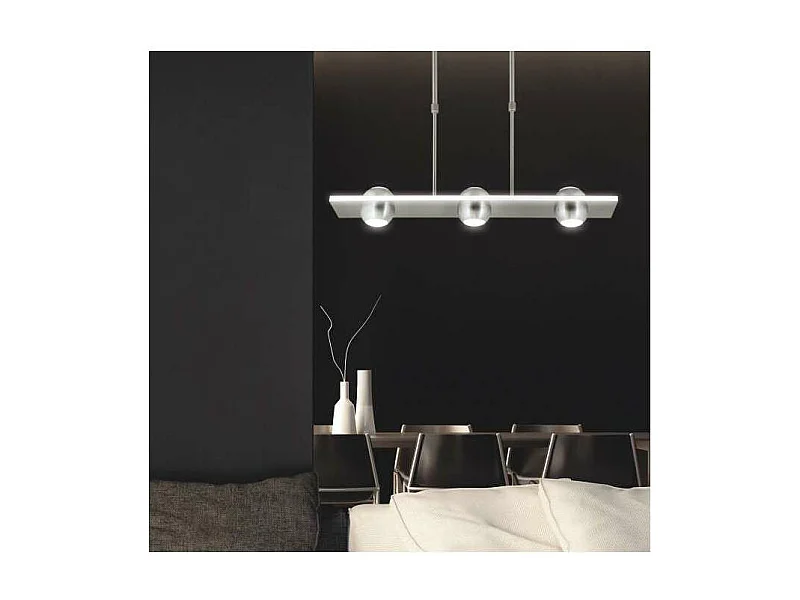 Lámpara lineal 3 luces modelo Fanton acabado niquel satinado 65 cm(alto) 64 cm(ancho) 12