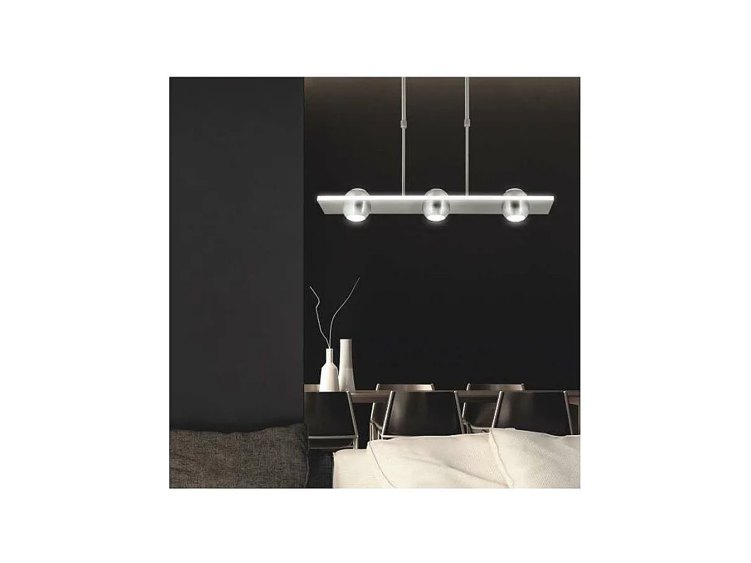Lámpara lineal 3 luces modelo Fanton acabado niquel satinado 65 cm(alto) 64 cm(ancho) 12