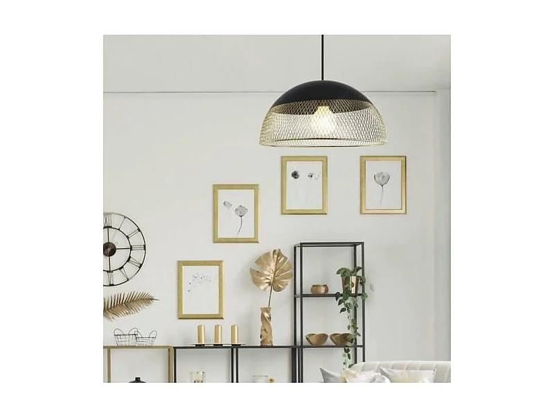 Colgante modelo Krista acabado negro-cuero 30cm(alto)40 cm(ancho)40 cm(largo)