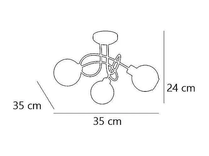 Lampara 3 luces Menta acabado en negro, 28 cm(alto)35 cm(ancho)35 cm(largo)