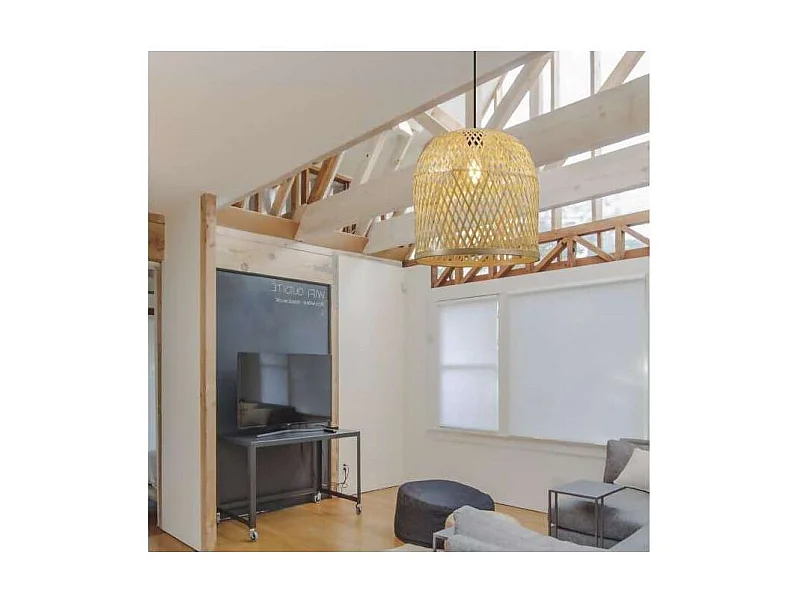 Colgante modelo Florian acabado rattan 47cm(alto) 29.5 cm(ancho) 29.5 cm(fondo.