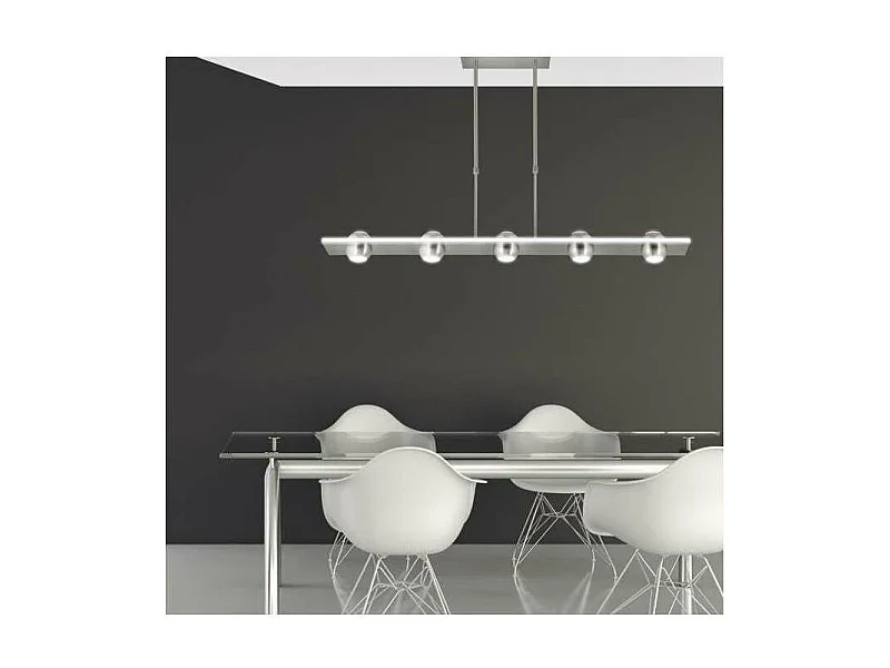 Lámpara lineal 5 luces modelo Fanton acabado niquel satinado 64 cm(alto) 90 cm(ancho) 12