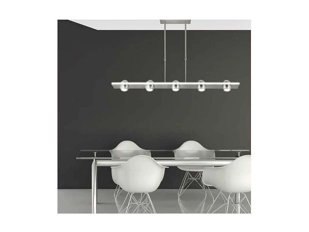 Lámpara lineal 5 luces modelo Fanton acabado niquel satinado 64 cm(alto) 90 cm(ancho) 12