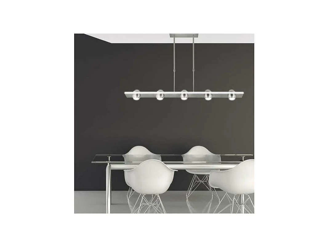 Lámpara lineal 5 luces modelo Fanton acabado niquel satinado 64 cm(alto) 90 cm(ancho) 12