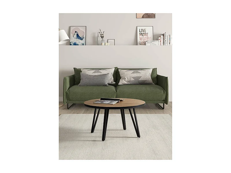 Mesa de centro redonda Mateo acabado natural, 45cm(alto) 80cm(ancho) 80cm(fondo).