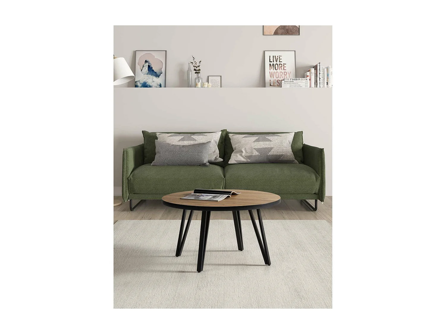 Mesa de centro redonda Mateo acabado natural, 45cm(alto) 80cm(ancho) 80cm(fondo).