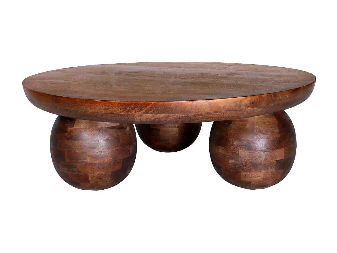 Mesa de centro redonda modelo Bruno acabado madera de mango, 29cm(alto) 100cm(ancho) 100cm