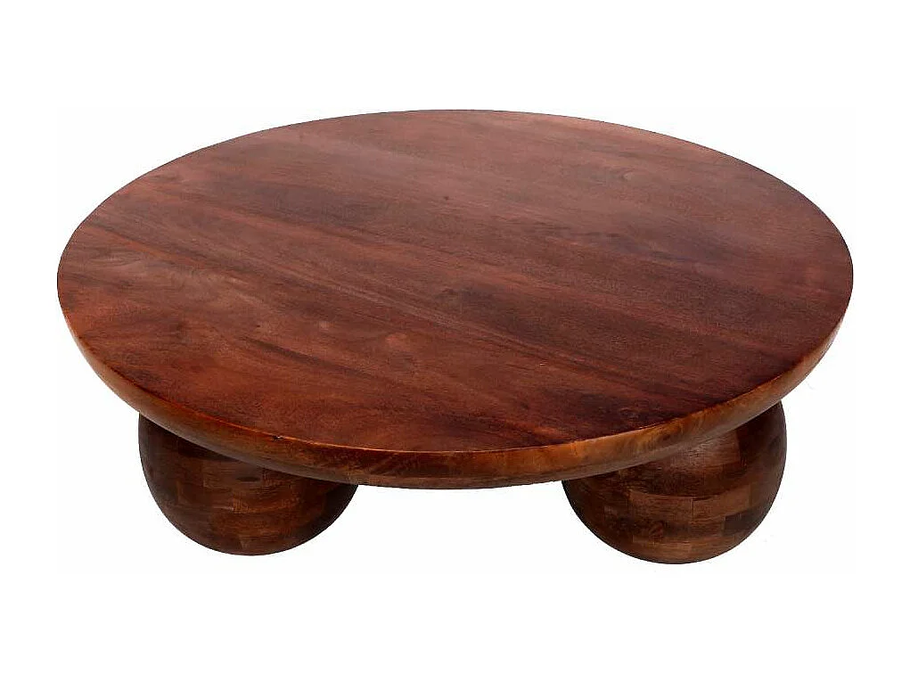 Mesa de centro redonda modelo Bruno acabado madera de mango, 29cm(alto) 100cm(ancho) 100cm