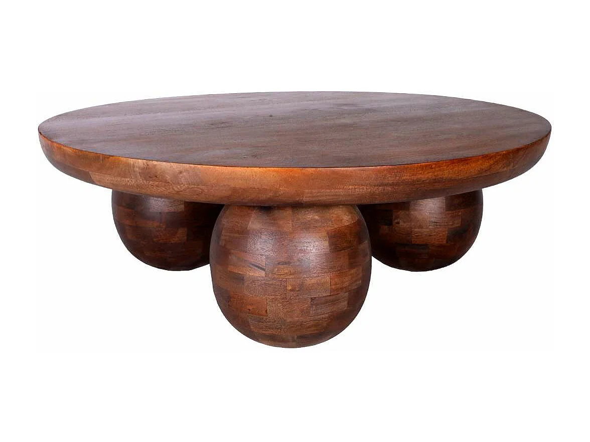 Mesa de centro redonda modelo Bruno acabado madera de mango, 29cm(alto) 100cm(ancho) 100cm