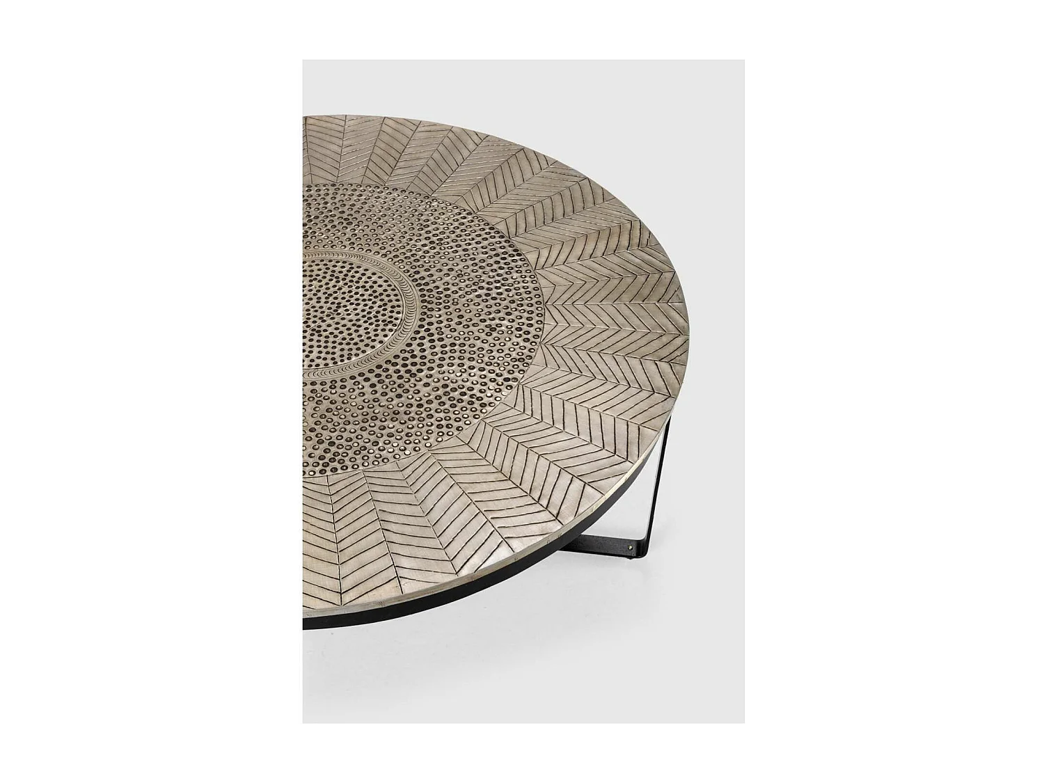 Mesa de centro redonda modelo Saul acabado latón envejecido, 40cm(alto) 90cm(ancho) 90cm(