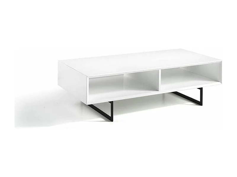 Mesa de centro rectangular en blanco alto brillo Yasmín, 120 x 60 x 35 cm (largo x ancho