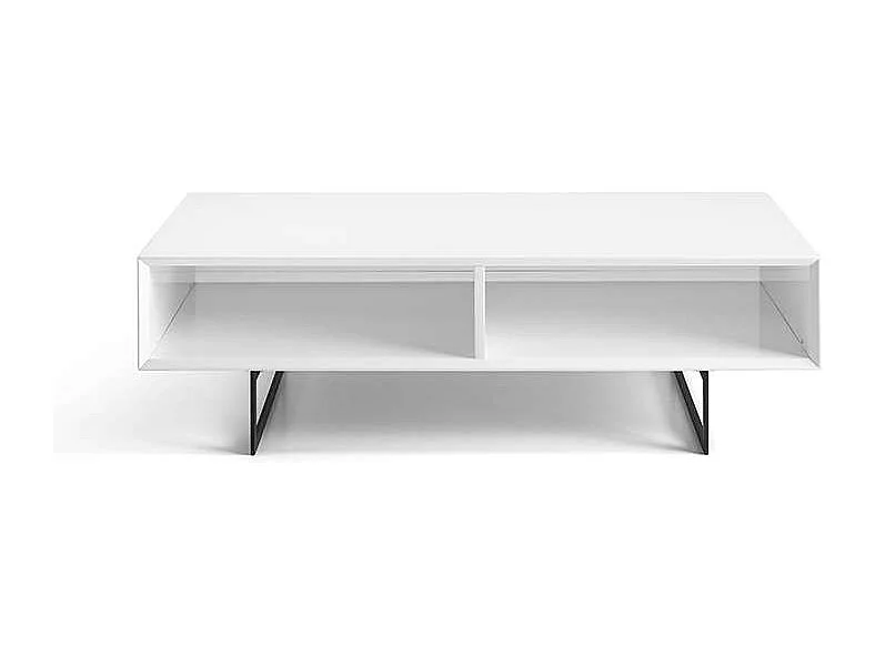 Mesa de centro rectangular en blanco alto brillo Yasmín, 120 x 60 x 35 cm (largo x ancho