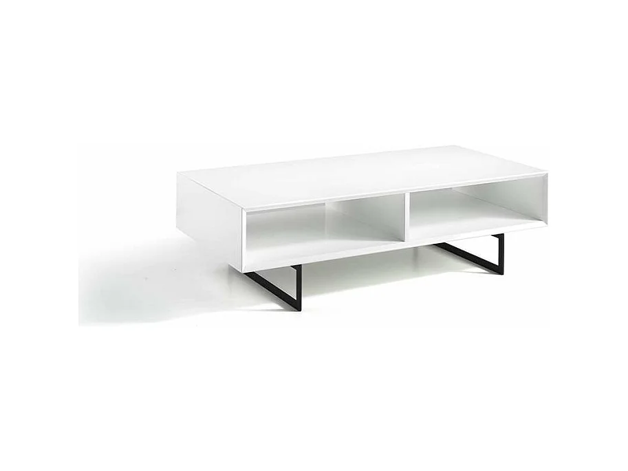 Mesa de centro rectangular en blanco alto brillo Yasmín, 120 x 60 x 35 cm (largo x ancho