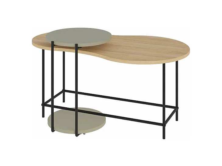 Set de 2 mesas de centro modelo Rolan acabado roble/verde, 53.8cm(alto) 102.5cm(ancho) 65m