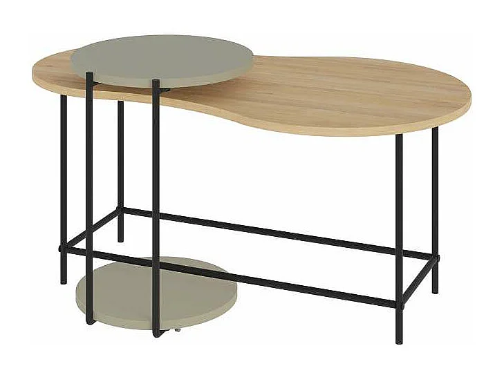 Set de 2 mesas de centro modelo Rolan acabado roble/verde, 53.8cm(alto) 102.5cm(ancho) 65m