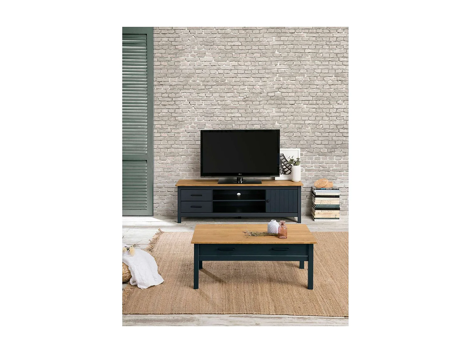 Mesa de centro Mariana acabado azul 40 cm(alto) 100 cm(ancho) 55 cm(largo)