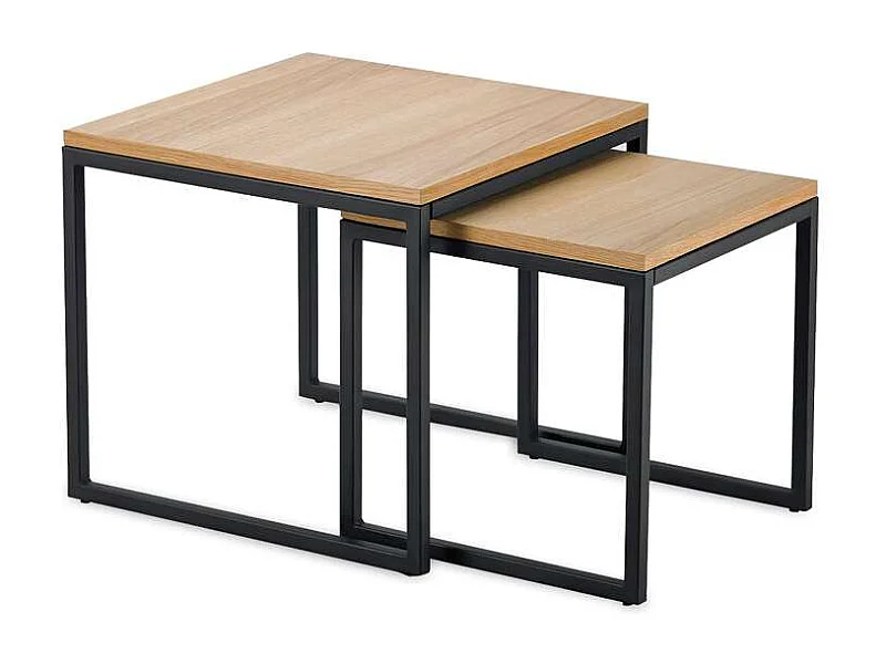 Conjunto de 2 mesas de centro Nido en acabado roble.