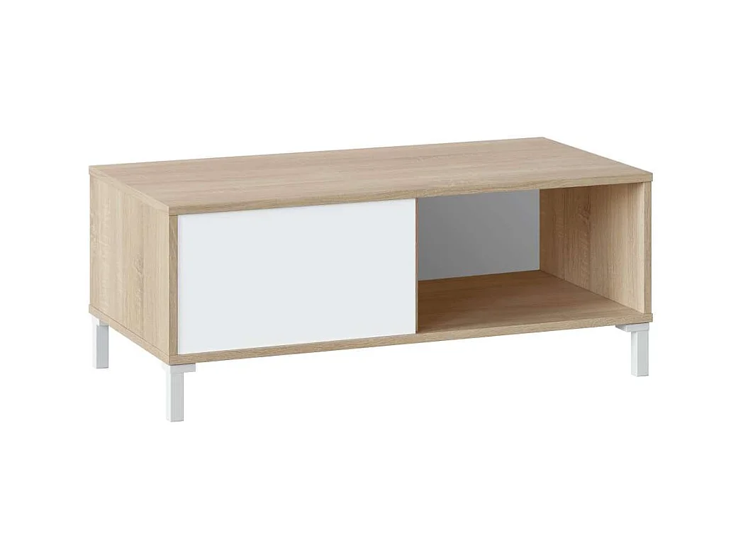 Mesa centro modelo Luna acabado roble/blanco. Medidas: 100 cm (Ancho) x 50 cm (Fondo) x 40