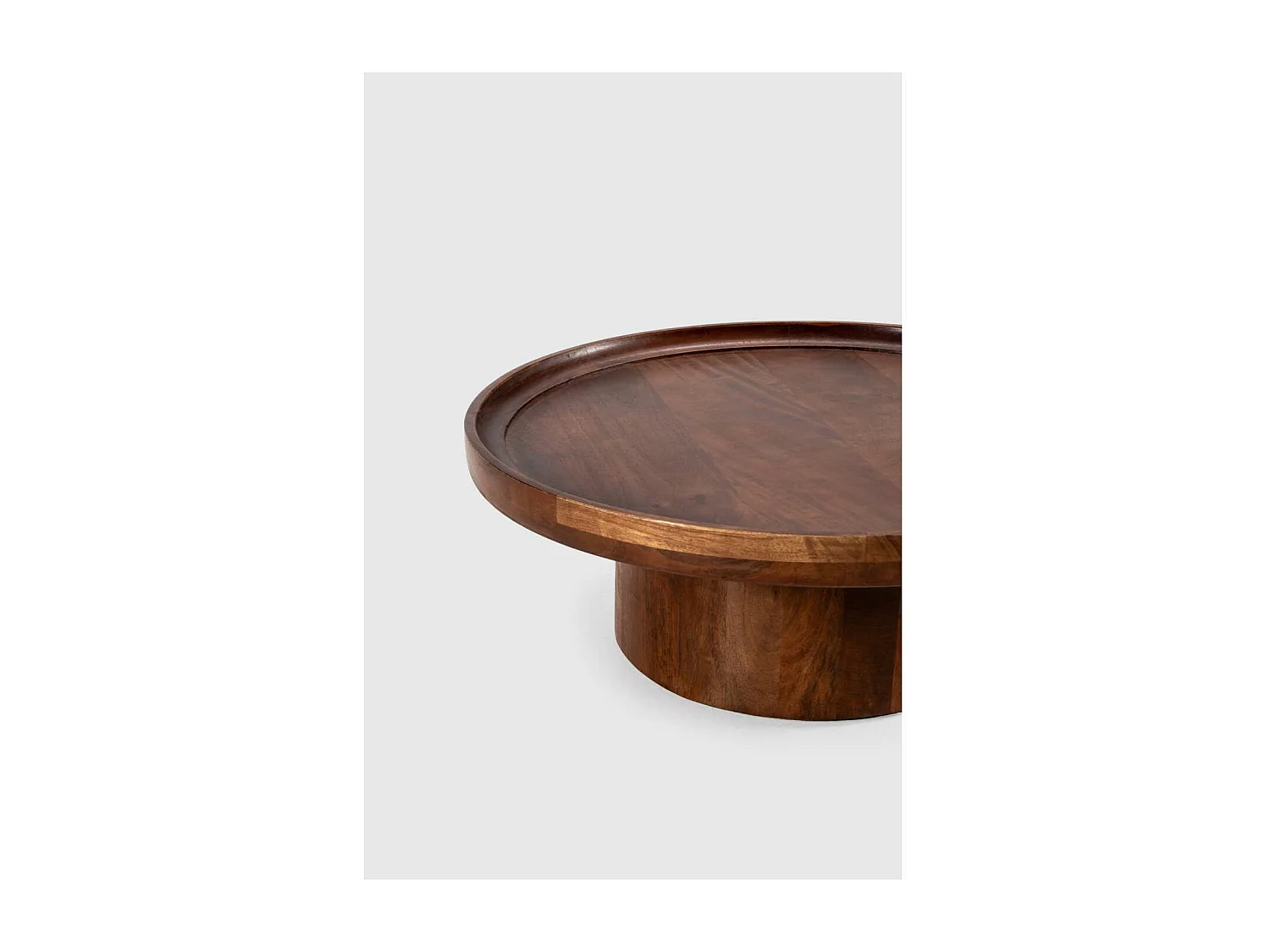 Mesa de centro redonda modelo Marta acabado madera de mango, 30cm(alto) 80cm(ancho) 80cm(f