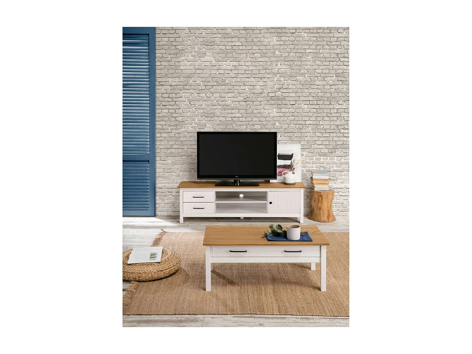 Mesa de centro Mariana acabado blanco 40 cm(alto) 100 cm(ancho) 55 cm(largo)