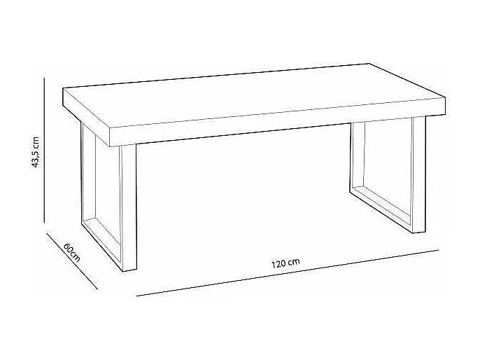 Mesa centro Natural para salón en roble nordish-blanco 43,5 cm(alto)120 cm(ancho)60 cm(fo