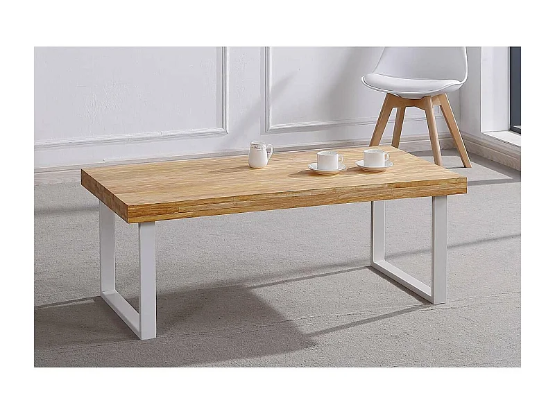 Mesa centro Natural para salón en roble nordish-blanco 43,5 cm(alto)120 cm(ancho)60 cm(fo