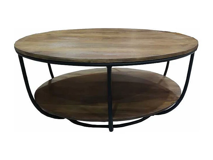 Mesa de centro Dinos acabado madera de mango/negro 40cm(alto) 90cm(ancho) 90cm(fondo)