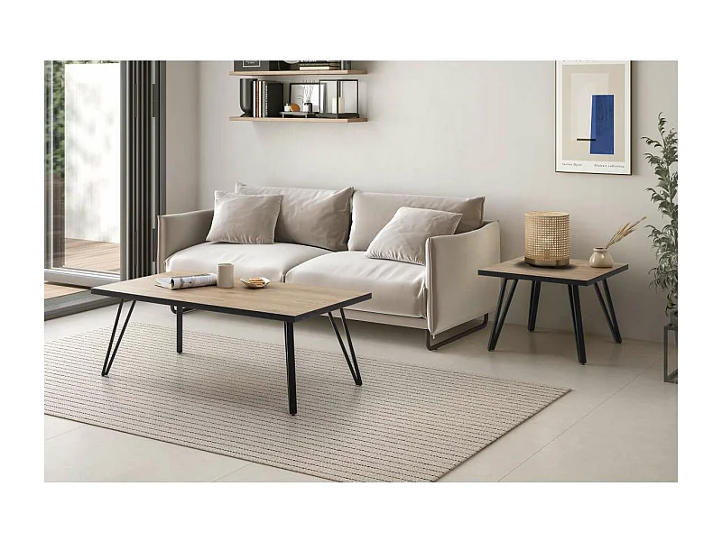 Mesa de centro Mateo acabado natural, 45cm(alto) 120cm(ancho) 60cm(fondo).