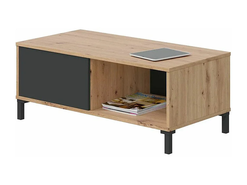 Mesa centro Luna acabado en roble y gris antracita Medidas: 100 cm (Ancho) x 50 cm (Fondo)