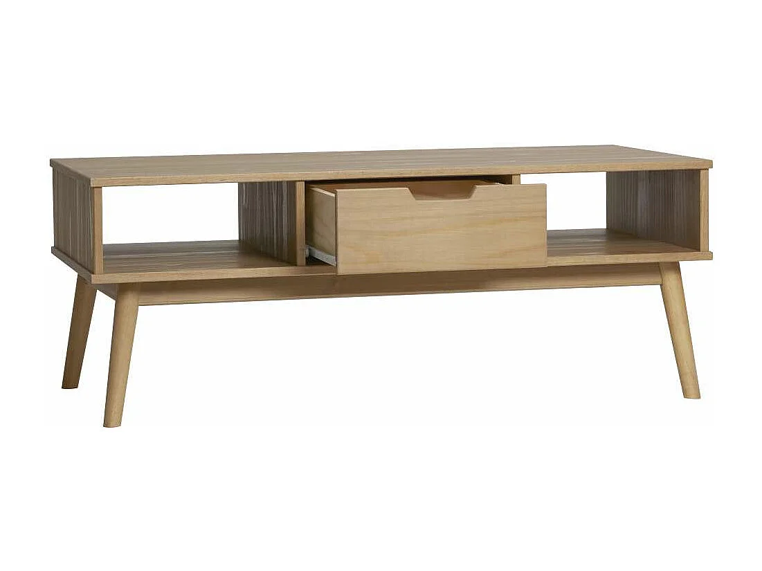 Mesa de centro 1 cajón Cupido acabado natural, 110 cm (Ancho) 55 cm (Fondo) 42.5 cm (Alto