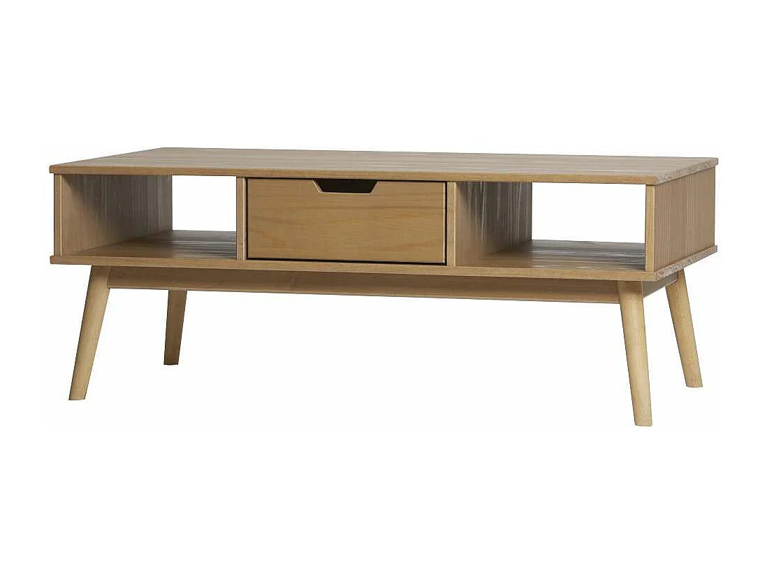 Mesa de centro 1 cajón Cupido acabado natural, 110 cm (Ancho) 55 cm (Fondo) 42.5 cm (Alto