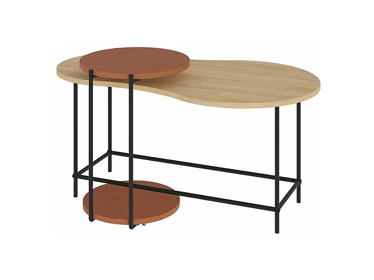 Set de 2 mesas de centro modelo Rolan acabado roble/terracota, 53.8cm(alto) 102.5cm(ancho)