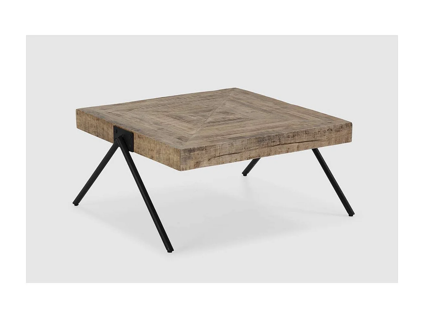 Mesa de centro cuadrada modelo Aaron acabado madera de mango natural, 40cm(alto) 80cm(anch