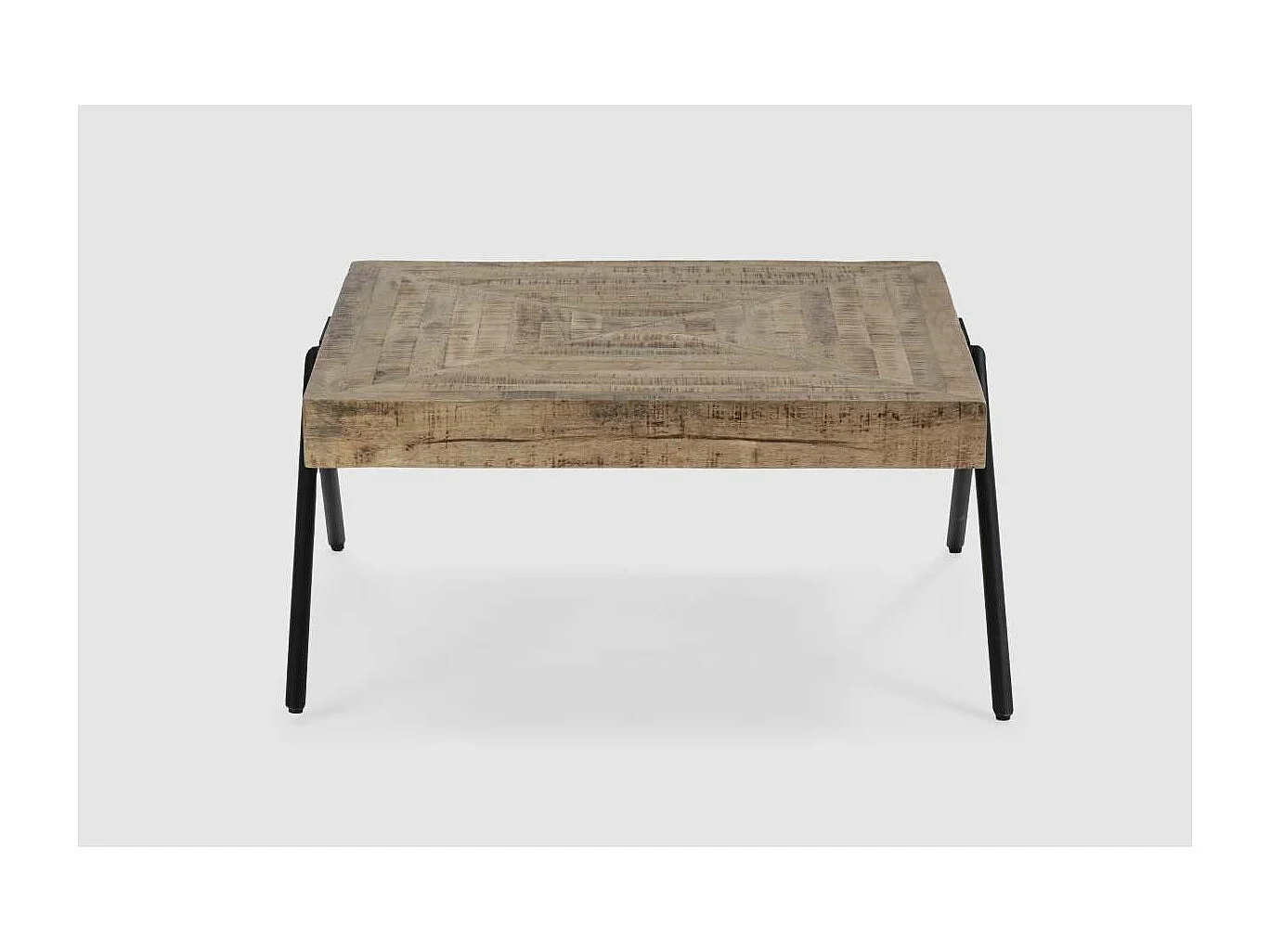 Mesa de centro cuadrada modelo Aaron acabado madera de mango natural, 40cm(alto) 80cm(anch