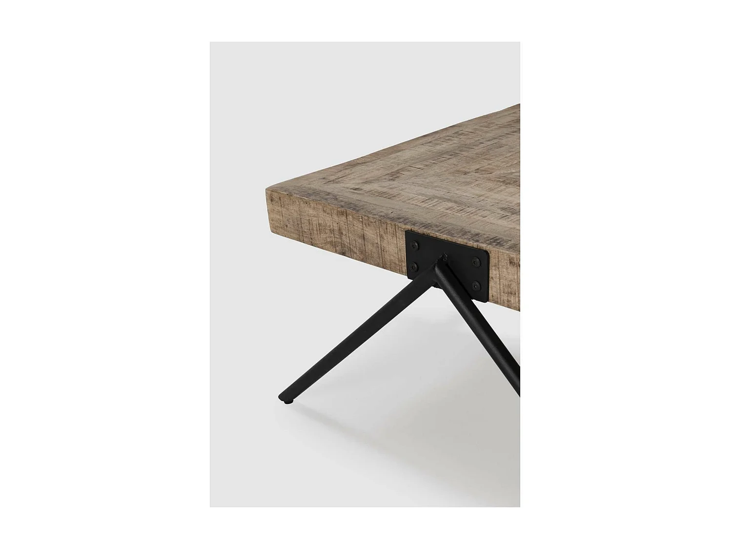 Mesa de centro cuadrada modelo Aaron acabado madera de mango natural, 40cm(alto) 80cm(anch