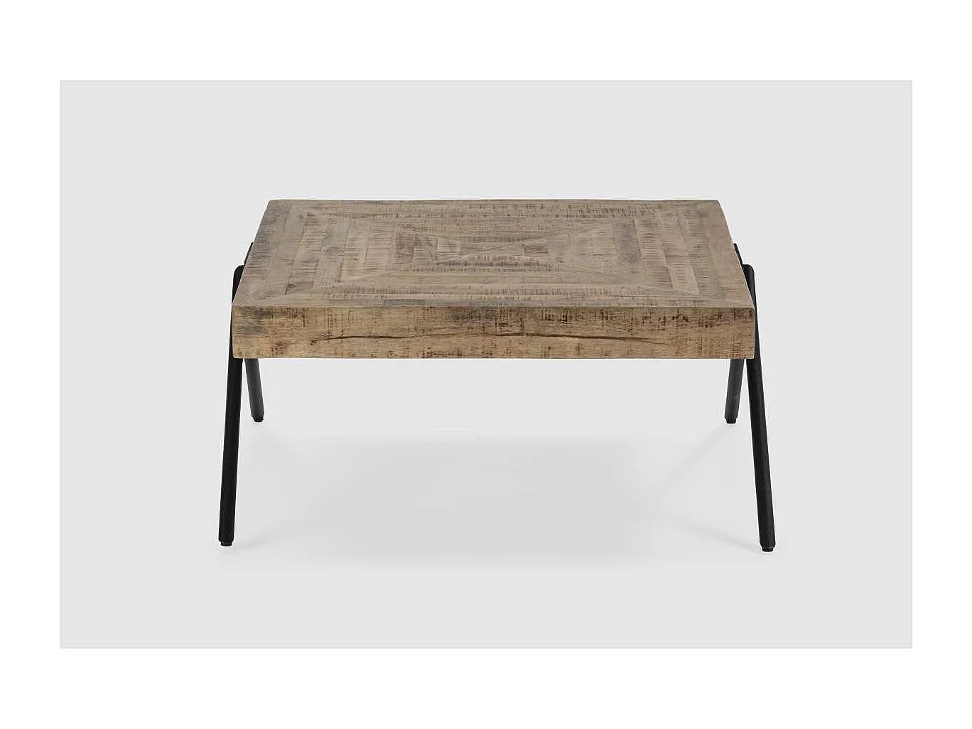 Mesa de centro cuadrada modelo Aaron acabado madera de mango natural, 40cm(alto) 80cm(anch