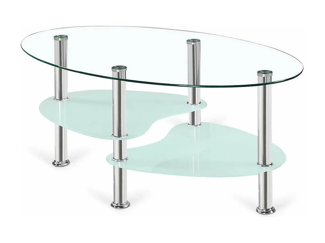 Mesa centro Brandy acabado acero cromado, 41cm(alto) 90 cm(ancho) 55 (fondo)