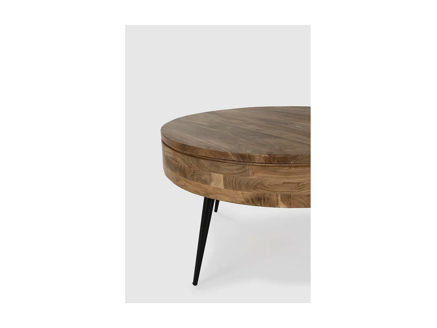 Mesa de centro redonda modelo Erika acabado madera de acacia, 50cm(alto) 90cm(ancho) 90cm(