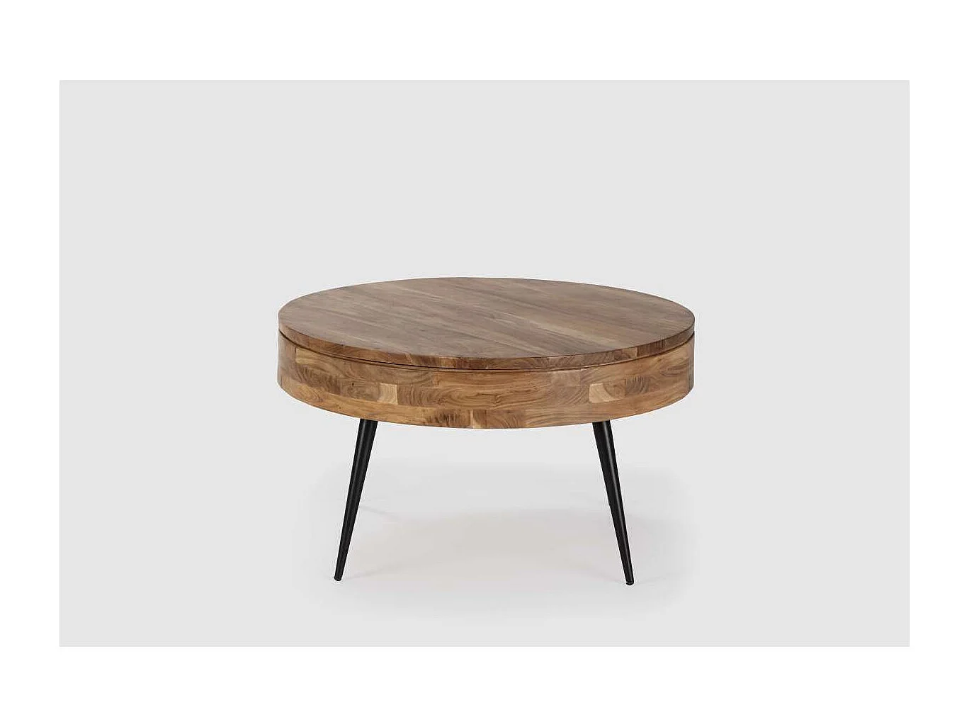 Mesa de centro redonda modelo Erika acabado madera de acacia, 50cm(alto) 90cm(ancho) 90cm(