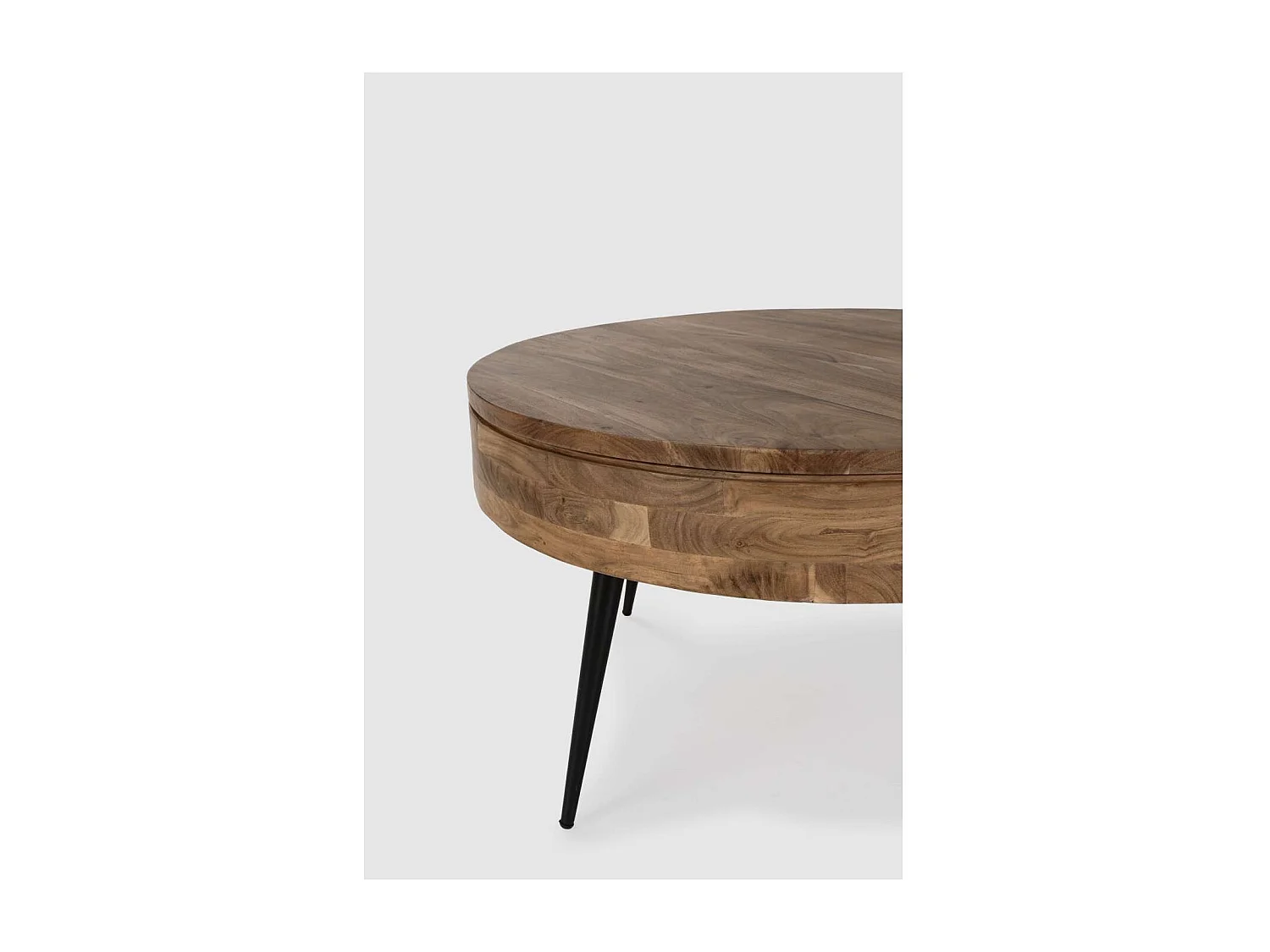 Mesa de centro redonda modelo Erika acabado madera de acacia, 50cm(alto) 90cm(ancho) 90cm(